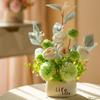 Hydrangea Artificial Flower Bonsai Ranunculus Maintenance-Free Green Grass Potted Photo Props Multicolor Desktop Ornament