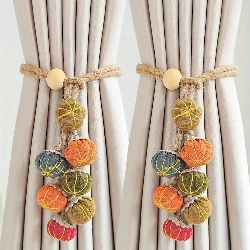 

2pcs Bohemian Style Curtain Bundle Colorful Bead Accents Compact for Small Spaces Decor - Ideal Holiday Gift for Christmas