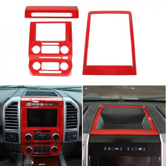 Center Console Navigation / Emergency Llight Switch Trim For Ford F150 2015+ Red
