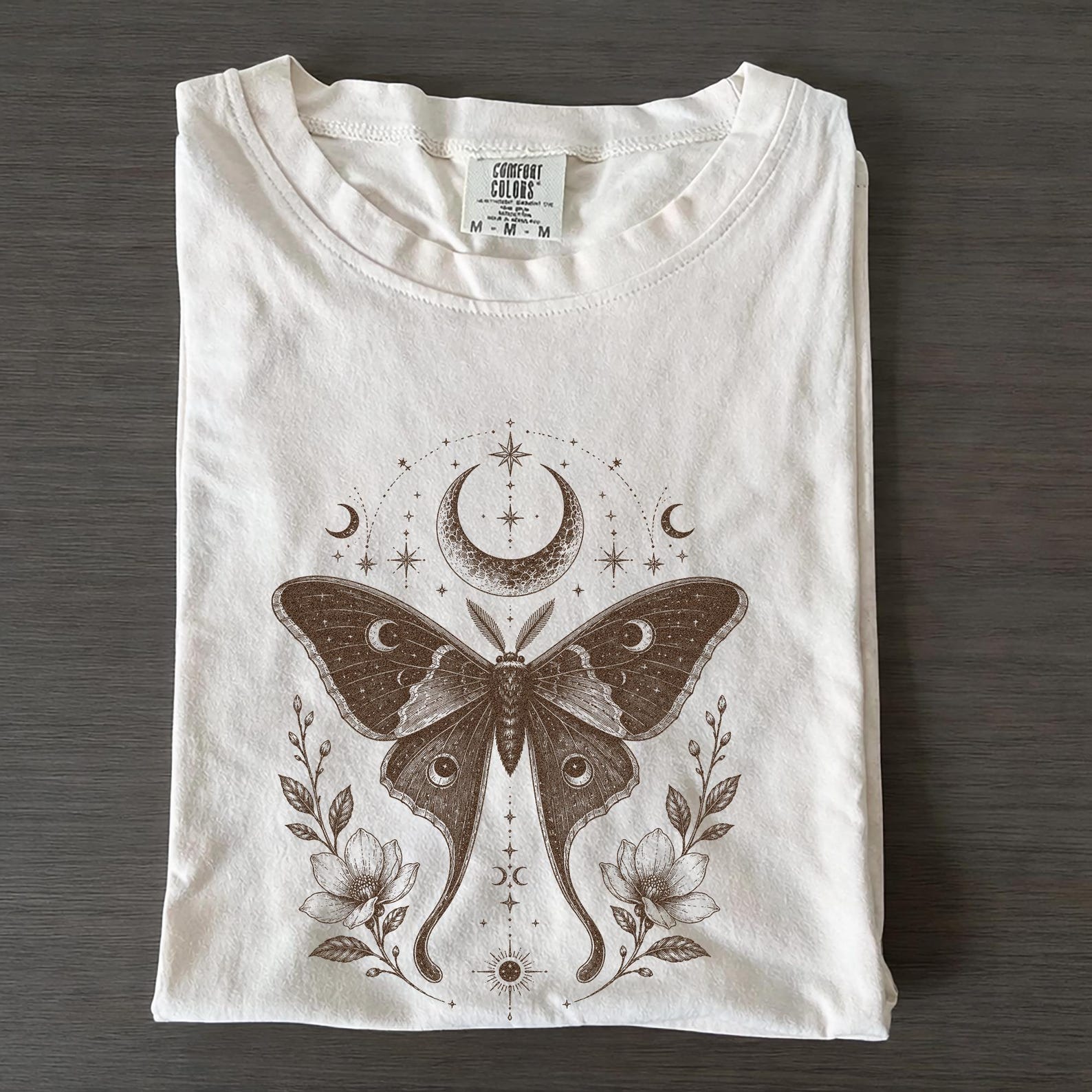 Vintage Luna Moth Shirt, Celestial Gothic Butterfly Tee, Dark Cottagecore Comfort Colors Witchy Apparel, Fairycore Gift Top 4XL