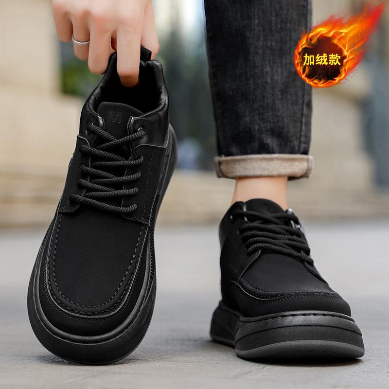Shoes new winter velvet warm thickened cotton shoes casual sports black high-top board shoes