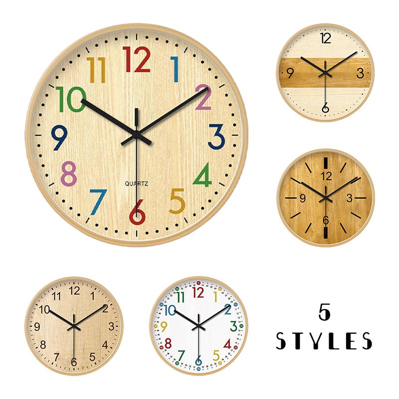European Wooden Silent Wall Clock Living Room Simple Decoration Pointer Clock, Japanese Style Retro Wood Quartz Clock 20/30/35cm