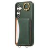 For Samsung Galaxy S24 PU Leather Back Case Card Holder Kickstand Phone Cover with Wrist Strap