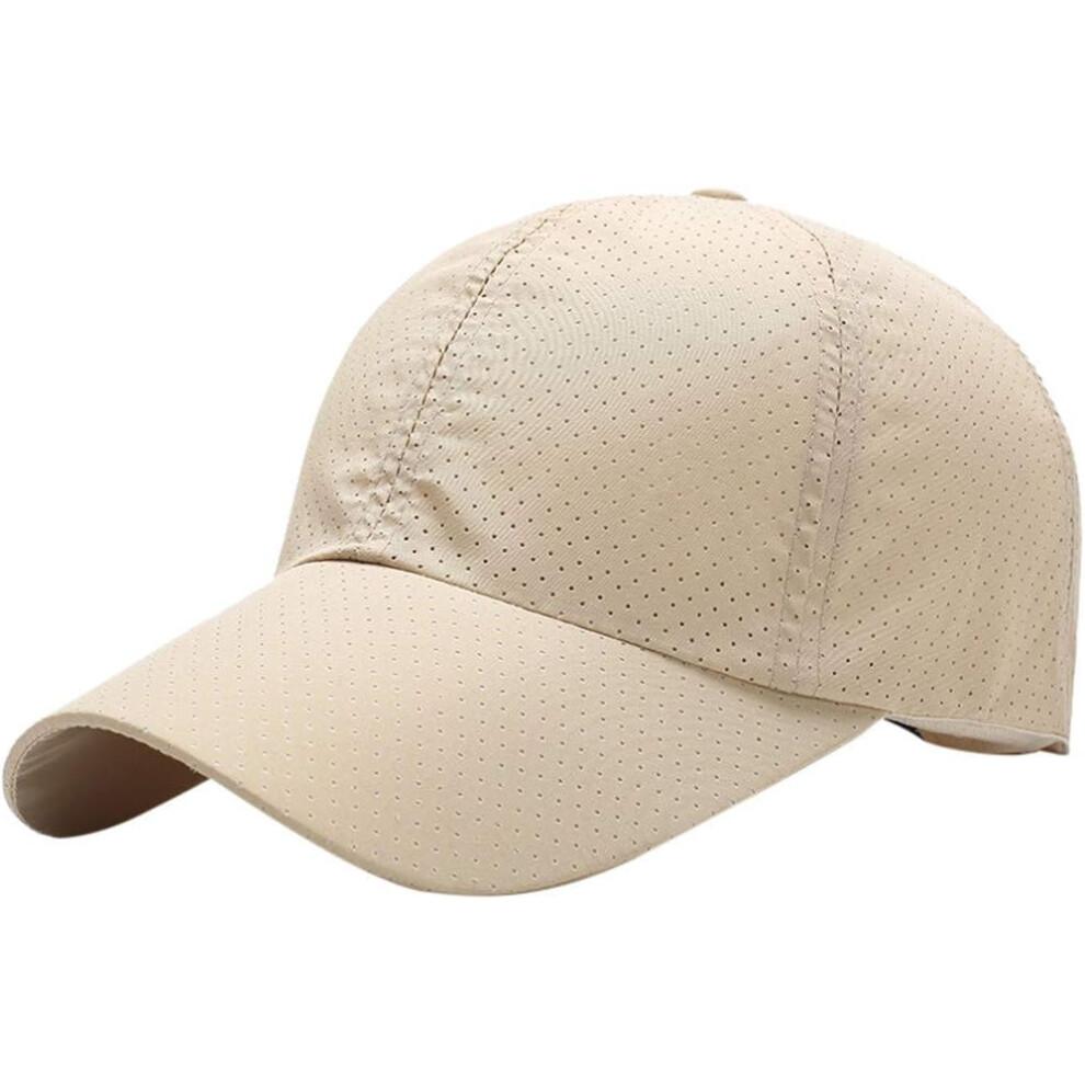 Quick Dry Cap Sports Men Baseball Hat Summer Visor Outdoor Mesh Running Hat One Size Beige Lightweight Breathable
