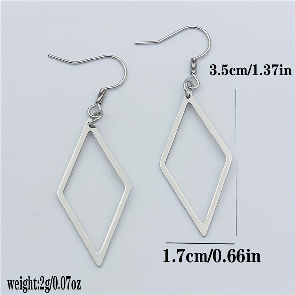 Серьги-подвески в форме полого ромба — фото 8