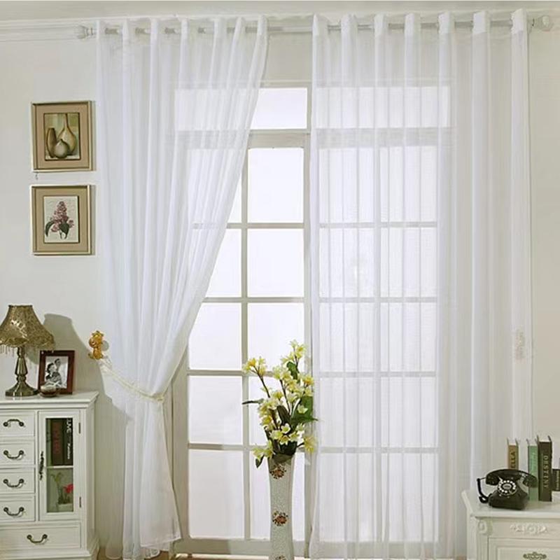Solid Color Sheer Voile Curtain Window Sheer Semi Transparent Voile Rod Pocket Durable Elegant Clear Wedding Living Room