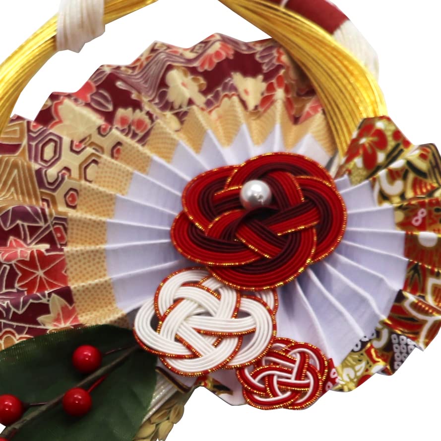 Osaka Choseido New Decoration for the Shimenawa Modern and Stylish Shimekazari Wreath with Approximately 38cm Layered Plum Blossom Beckoning Cat