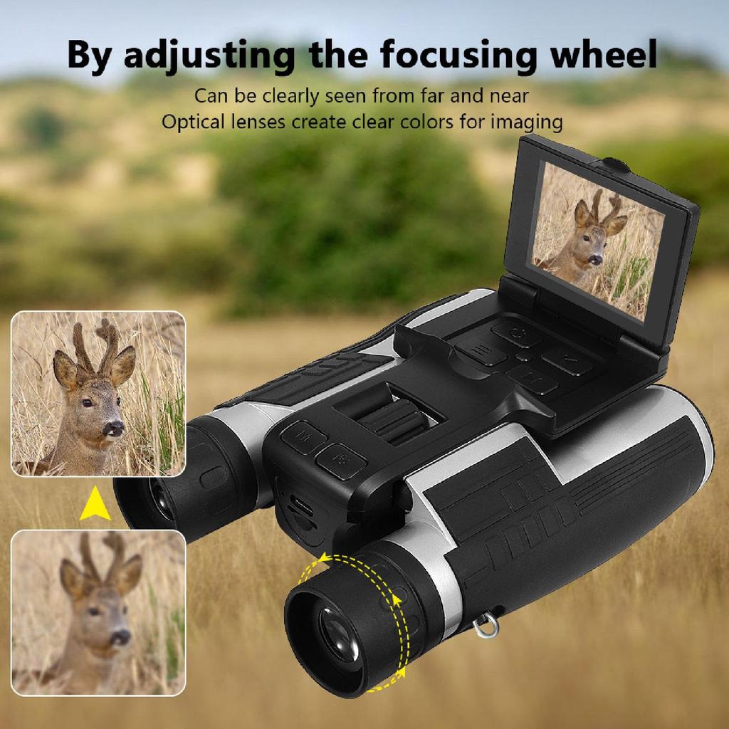 12x32 Camera Binoculars, 2.4-inch Screen, 12x Optical, 8x Digital Zoom, 48MP Photo, 2.5K Video Camera, Bird Watching Binoculars