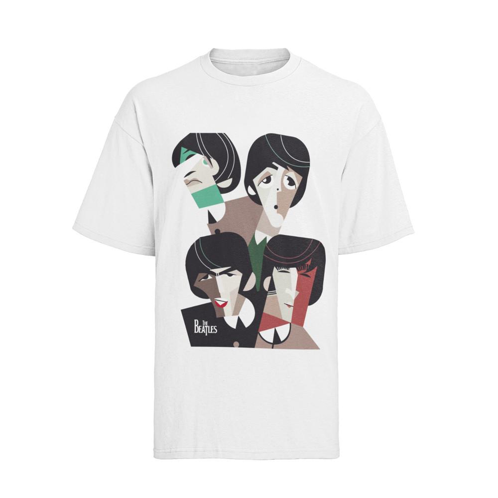 Retro The Beatles Band John Lennon McCartney Baumwolle Bio Herren T-Shirt