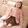 Handgestrickter Cardigan für Mädchen mit Stickerei