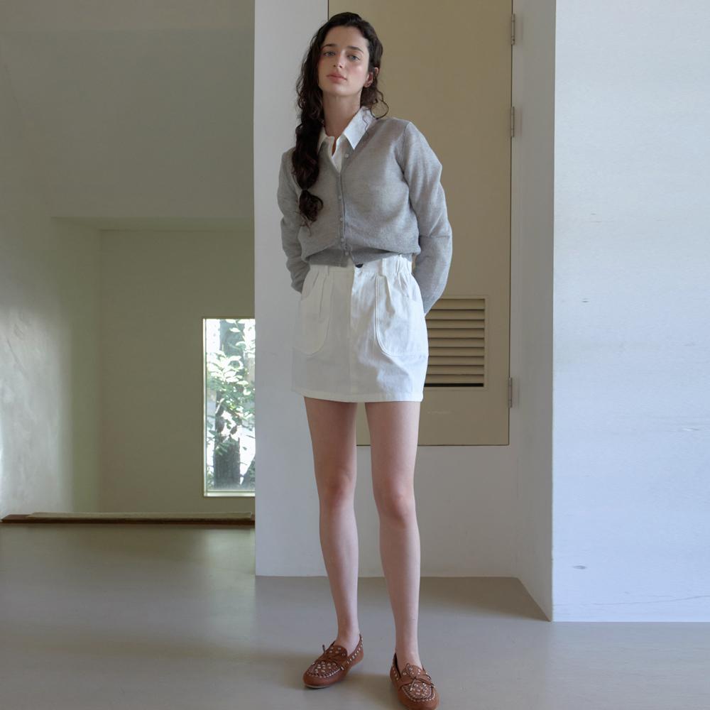 Elssibeui Soft Cotton Mini Skirt_White