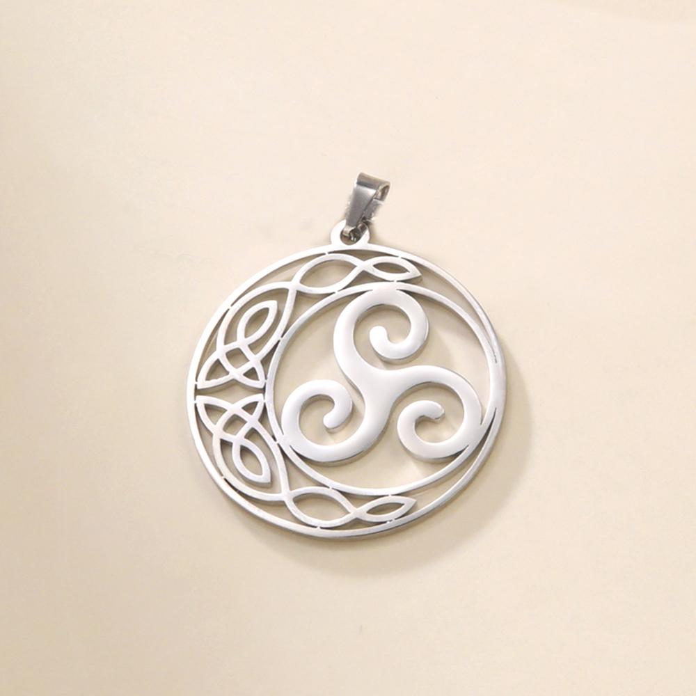 Dawapara Celtics Triskele Triskelion Pendant Crescent Moon Triple Spiral Trinity Knot Stainless Steel Charm for Jewelry Making