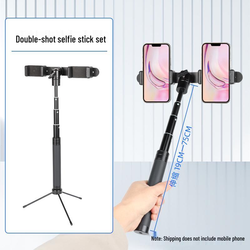 4S Auto Show & Outdoor Photography Tripod: Dual Phone Stand for Live Streaming and Desktop Shooting