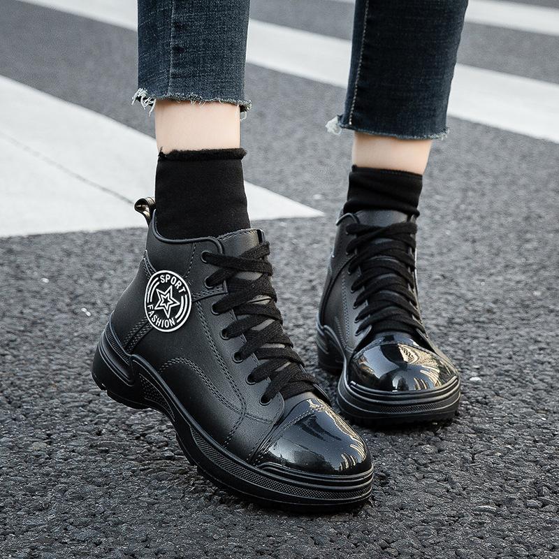 Waterproof Shoes Women's Rain Shoes Adult Short Water Boots Fashion Rain Boots New Students Wear Non-slip Warm Rubber Shoes