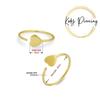 KODY PIERCING Otwarty pierścionek z 9-karatowego złota z płaskim sercem o średnicy 3 mm