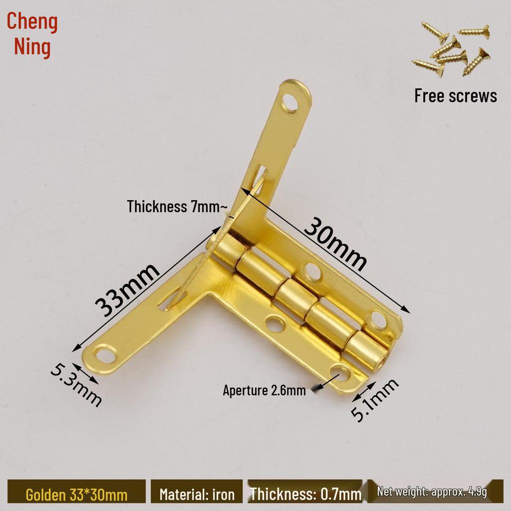 Retro Wooden Box Seven-Character 90° Iron Hinge - Small Leaf Hinge for Airplane-Style Hardware