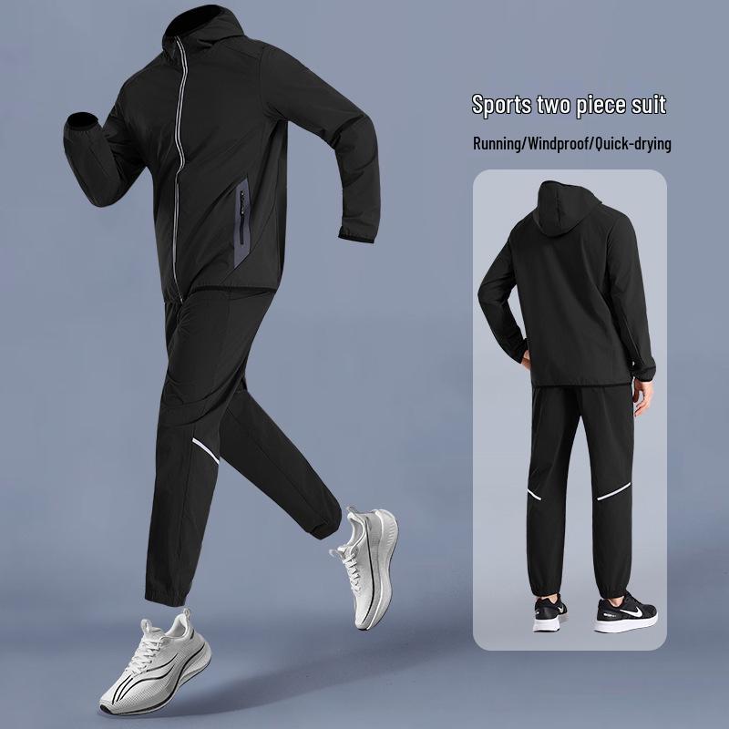 Men's Quick-Dry Running Suit: Spring/Summer Jacket with Printed LOGO for Fitness and Morning Runs