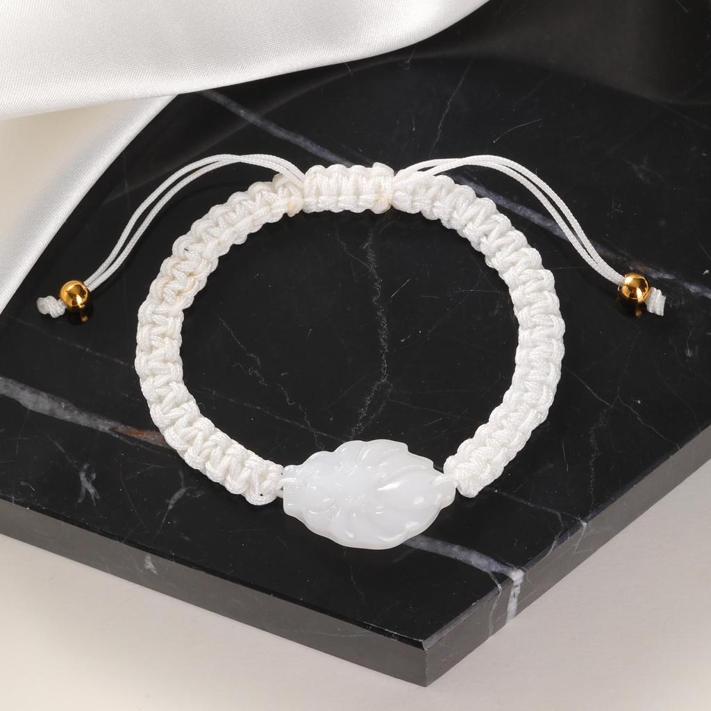 Multi-color Transparent Fox Jade Glass Beaded Bracelet, Handmade Braided Rope Charm Lucky Bracelets,Women's Jewelry Gifts