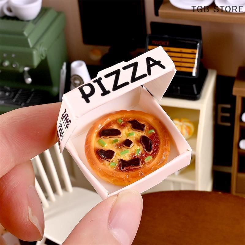 5/10 Pcs 1:12 Dollhouse Miniatures Pizza Box Model Doll House Accessories Decor Simulation Mini Food Toys Pretend Play Toys DIY