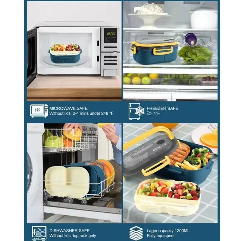 Simpatica scatola per il pranzo per bambini scomparti Microwae Bento Lunchbox Bambini Kid Scuola campeggio esterno Picnic Contenitore per alimenti portatile