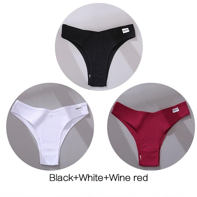 

3 шт./компл. трусики-бикини с V-образной талией, женское хлопковое нижнее белье, сексуальные женские бразильские хипстерские дерзкие L
