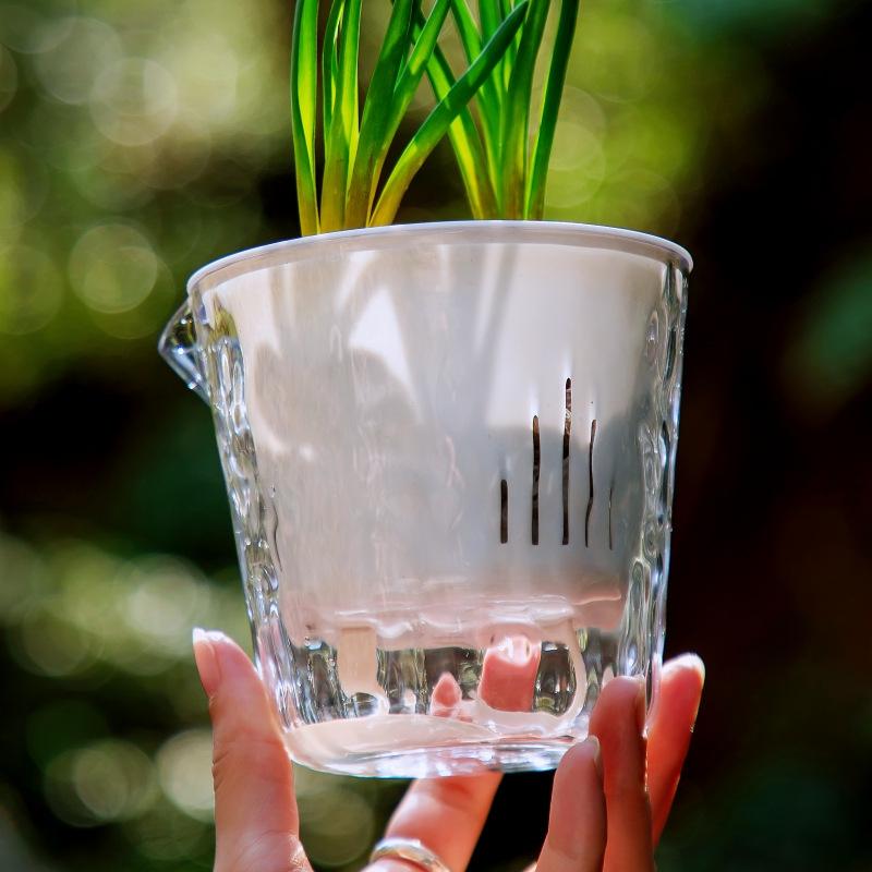 Self Watering Flower Pot Plastic Planters With Drainage Hole & Clear Saucer Hydroponic Plant Pots Lazy Flowerpot Home Decoration