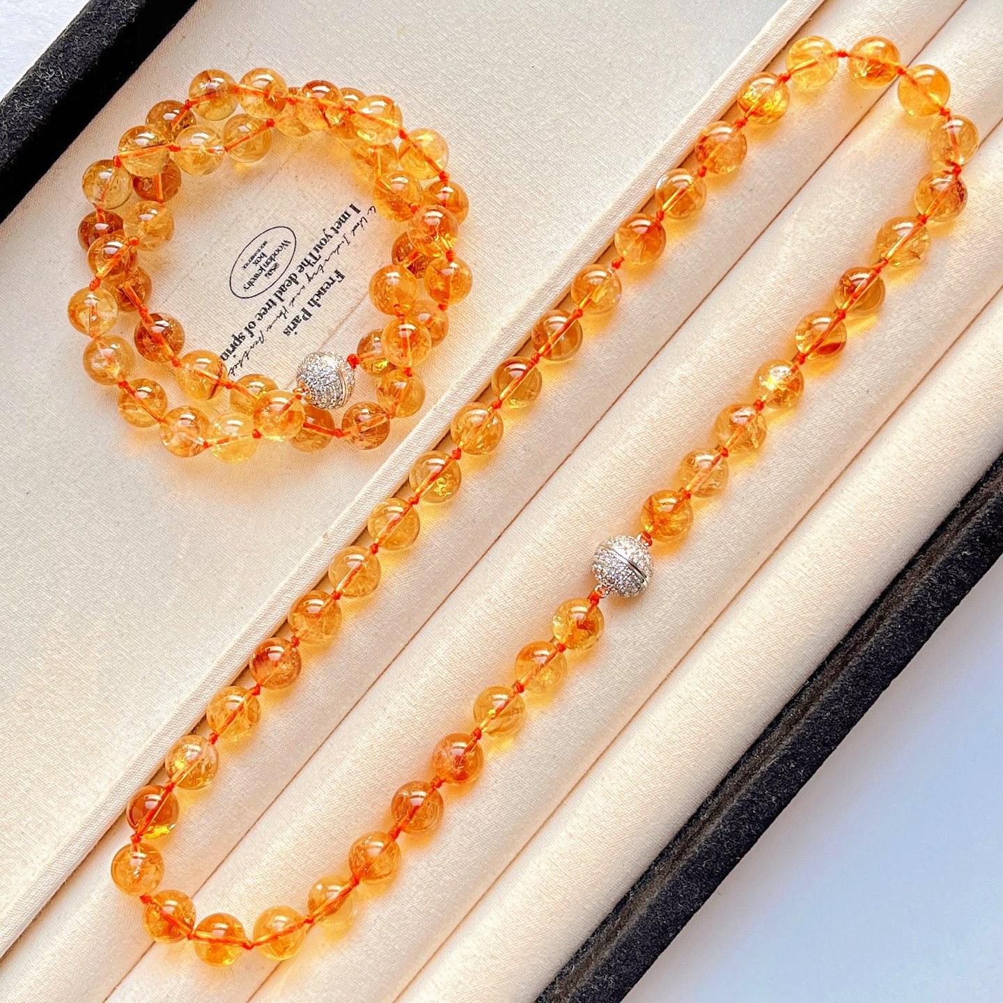 10Mm High Quality Vitreous Natural Citrine Citrine Crystal Necklace Collarbone Chain