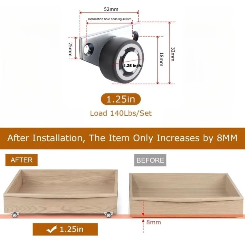 Mini Directional Track Pulley Silent Rubber Furniture Casters  For Trolley Drawer Kitchen Cabinets