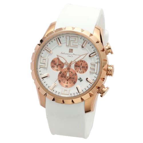 

Salvatore Marra Men s Chronograph Business Analog Quartz Watch, White, PGWH, with Cleaning Cloth