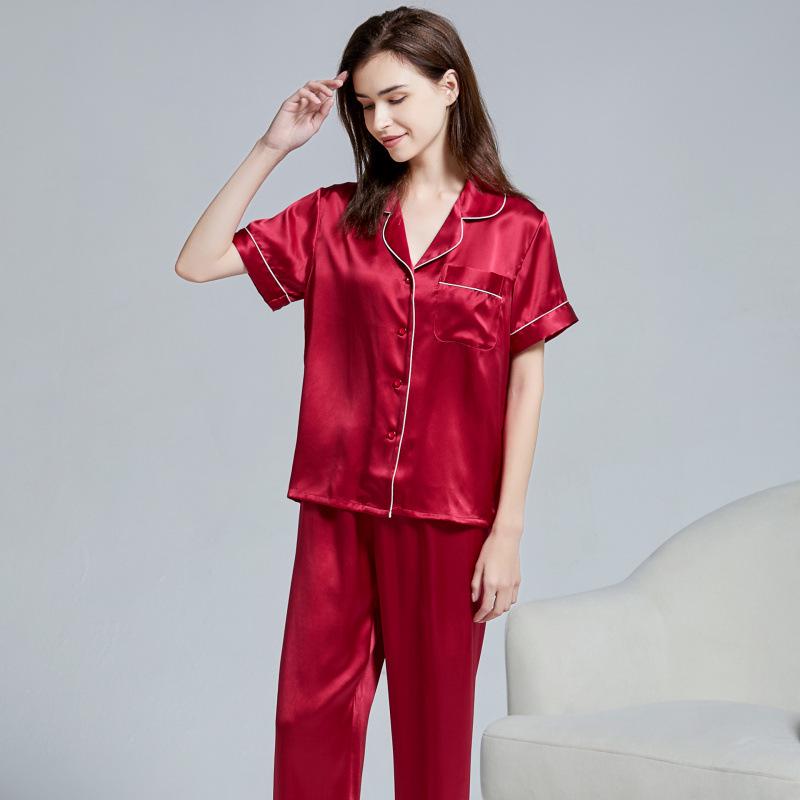 Women's Silk Pajama Set: Long Sleeve Two-Piece, 100% Mulberry Silk, Versatile for Home or Outdoors, Spring/Summer Style