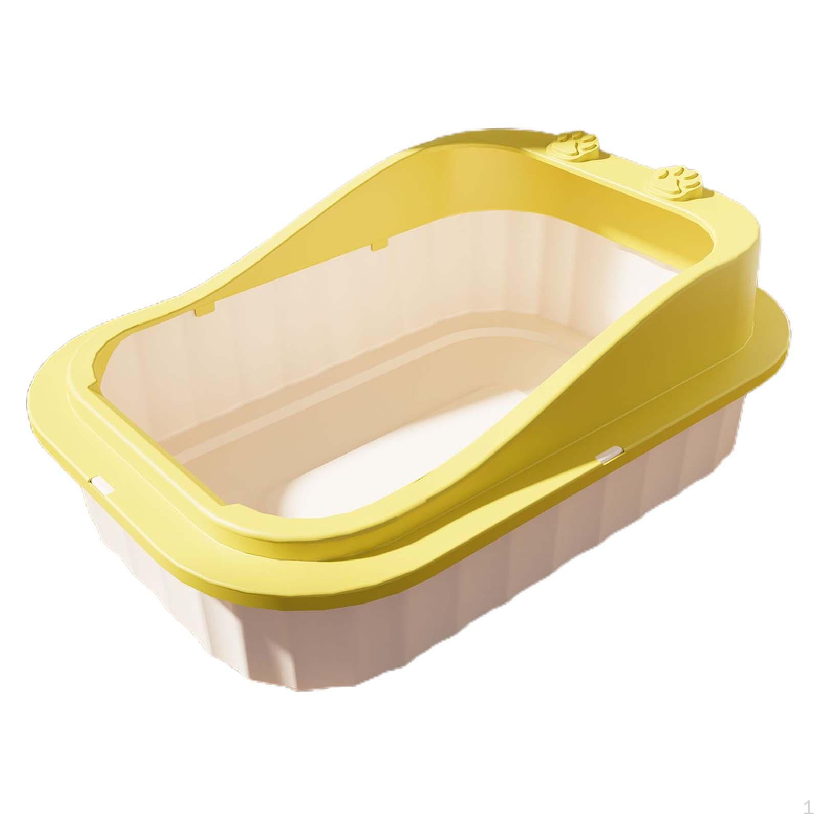 

Cat Cats Litter Pan Sand Box Open Air Pets Tray Low Profile with Rim Kitty Kitten es жовтий