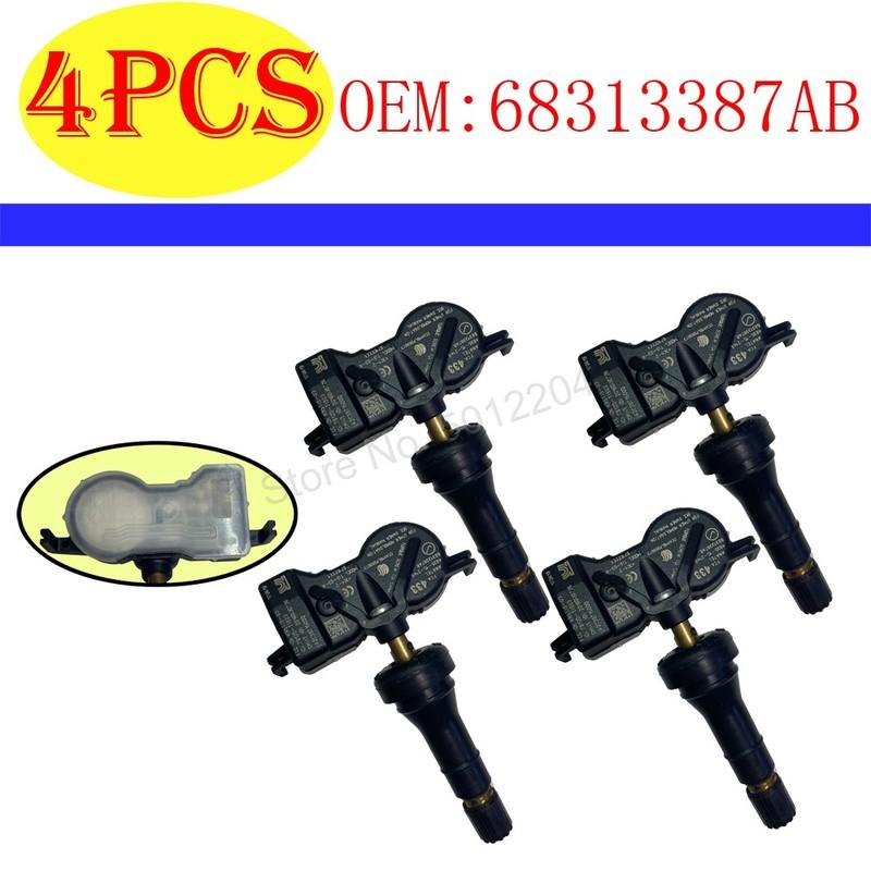 AUTOUTLET for 4 pcs TPMS Sensor TIRE PRESSURE SENSOR for 68313387AB 433MHz Tire Pressure Monitoring Sensor 4 PCS