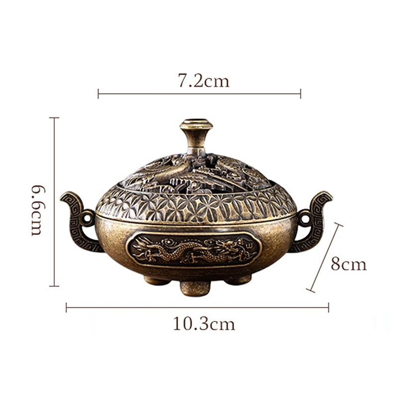 

1Pcs Chinese Antique Incense Burner Hollow Incense Holder With Cover Mini Desktop Ornament Home Office Decoration