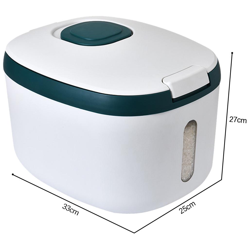Kitchen Rice Storage Bucket Sealed Dispenser Organizer with Measuring