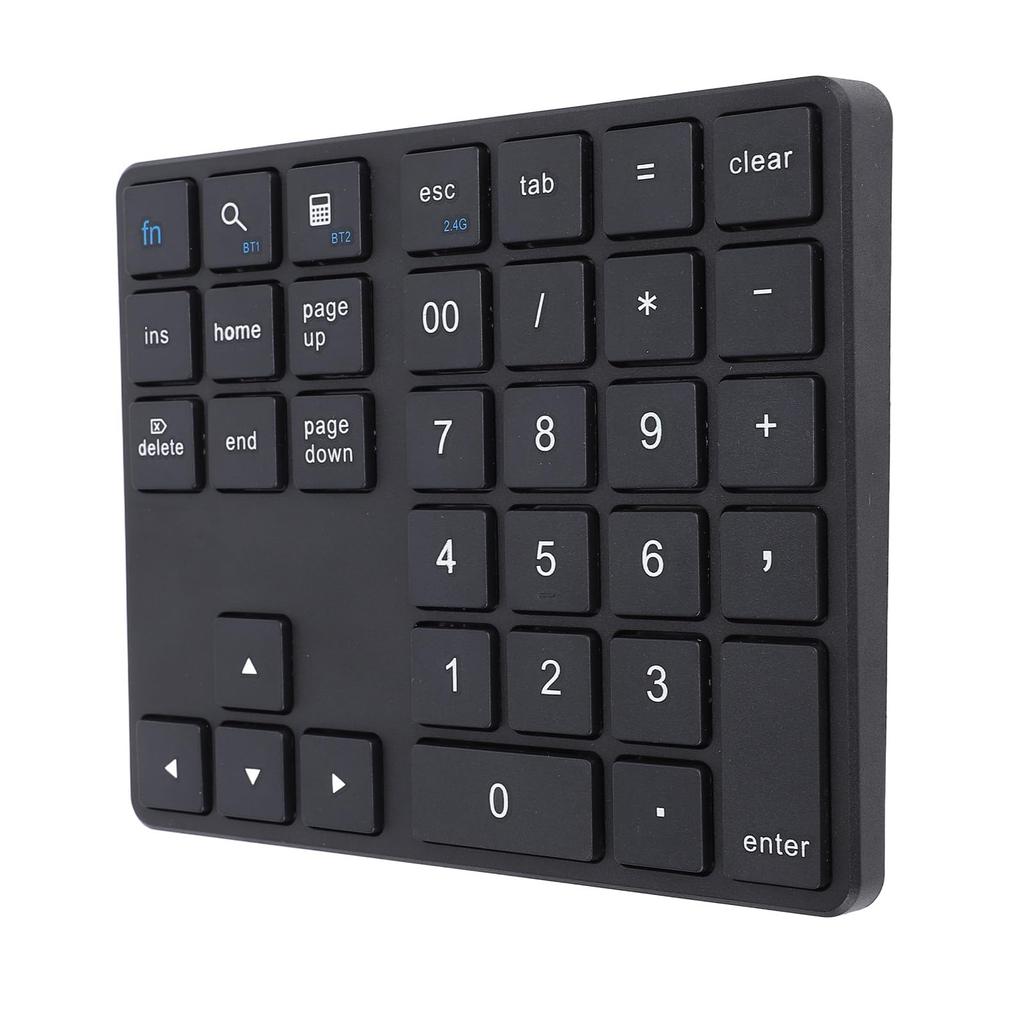 Bluetooth Numeric Keypad, 2.4G Wireless Numeric Keypad, USB C Rechargeable External 35-Key Numeric Keypad, Financial Data Entry Keyboard (Black)