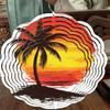 Elegant Rotating Wind Chime – Coconut Tree Sunset Design with 360° Hook, Perfect for Spring & Summer Balcony & Garden Decor