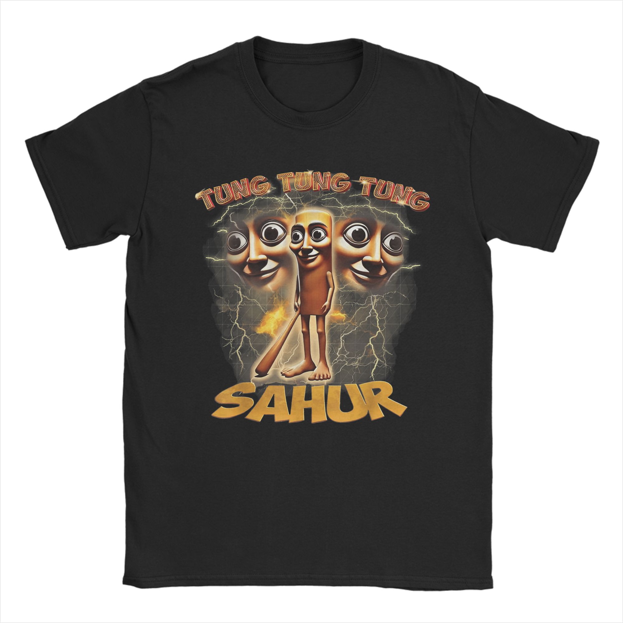 

Novelty Tung Tung Tung Sahur TShirt for Men Crewneck 100 Cotton T Shirt Short Sleeve Tees Printed Tops 4XL