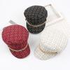 Tweed Plaid Cabbie Hat Chain Flat Cap Beret Hat Visor Peaked Hat