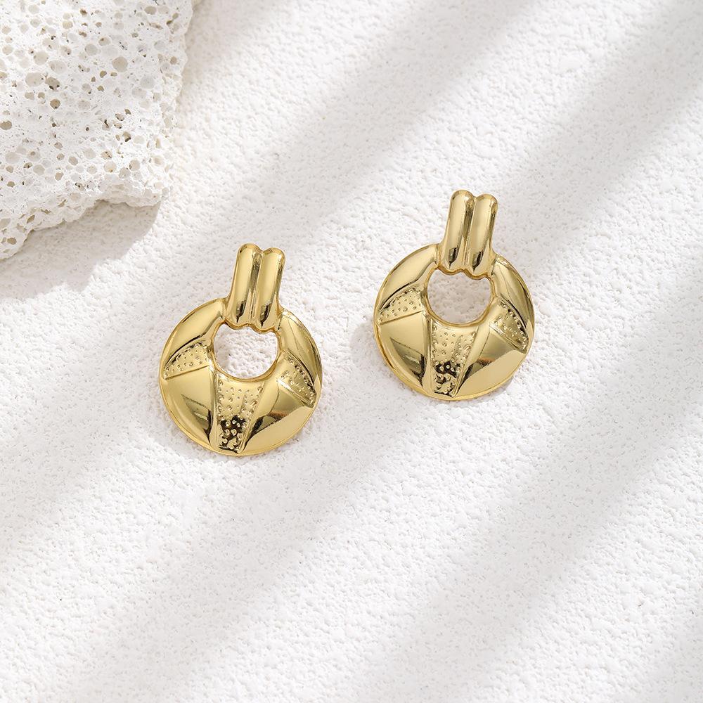 Exaggerated Geometric Texture Stainless Steel Stud Earrings Women'S Personality Niche Design Earrings Light Luxury High-End Earrings