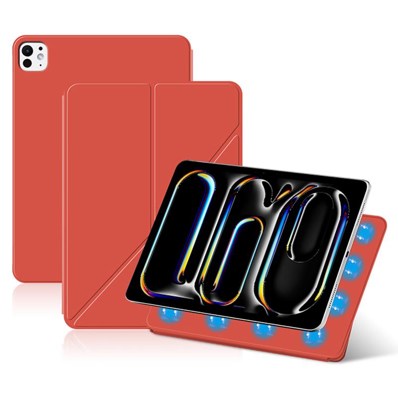 For iPad Pro 11 (2025)/11 (2024) Case Magnetic Attachment PU Leather Origami Stand Tablet Cover