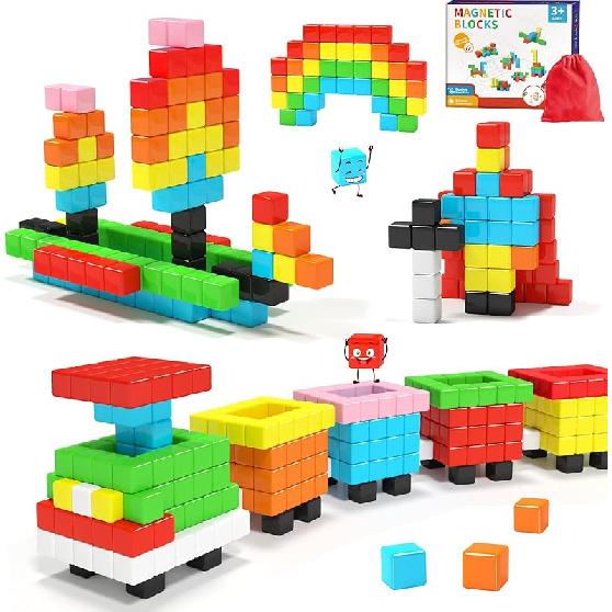 Magnetic Blocks for Toddlers -Classroom Must Haves STEM Learning Toys for 3-5 Year Old Boys & Girls, Safe & Strong Building Blocks with ASMR Magnetic Blocks