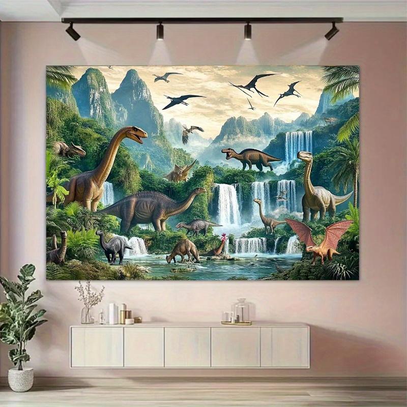 1 Stück 2D Polyester-Banner - Dinosaurierlandschaft - Perfekt für Heimdekoration, Party und Studio