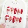 24pcs Christmas Almond Premium Nail Art Tips with Snowflake, Santa Claus, and Deer Designs