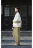 Women's Winter Ramie Quilted Jacket, Retro Stand Collar, Frog Closure