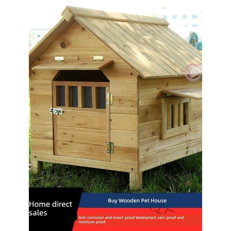 

Outdoor Cat Nest Rainproof and Sun Protection Outdoor Indoor Solid Wood Pet Bed Cat Nest Cat House Kennel Pet Supplies Dog House S-small No door, no window