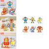 6 Piece Wooden Cartoon Robot Assembly Building Block Children Puzzle Toy Set For Brain Development