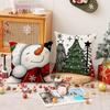 Cartoon Print Snowman Pillow Cover Christmas Party Decoration Sofa Cushion Car Back Seat Cushion Cover
