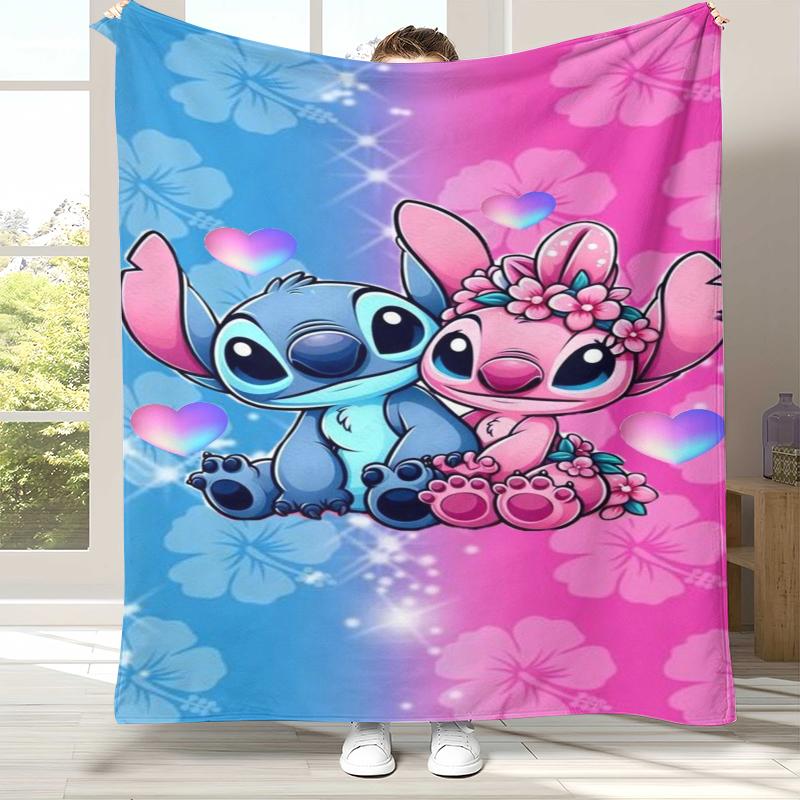 

Kawaii S-Stitch Cartoon Flannel Blanket,Ultra Soft Warm Plush Throw for Home Bedroom Bed Sofa Cover Camping Picnic gift kids 75x90cm