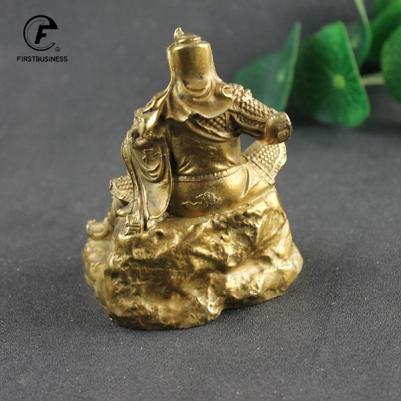 Antique Brass Guan Gong Desk Decoration Bronze God of Wealth Guan Er Ye Buddha Statue Metal Office Buddhism Miniatures Figurines