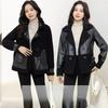 Leather Women's Plus Velvet Thickened Autumn and Winter Wear Loose Winter Western Style Short Ladies Leather Jacket On Both Sides